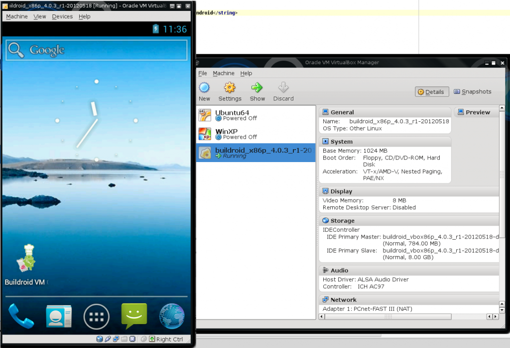 Emulateur Android sous VirtualBox